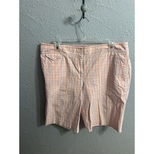 IZOD Women Pink White‎ Plaid Bermuda Size 12  Golf Beach Stretch